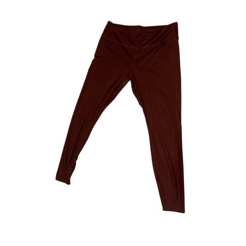 Nike Dri Fit Womens Burgundy One Luxe Mid Rise Printed Leggings Size XL